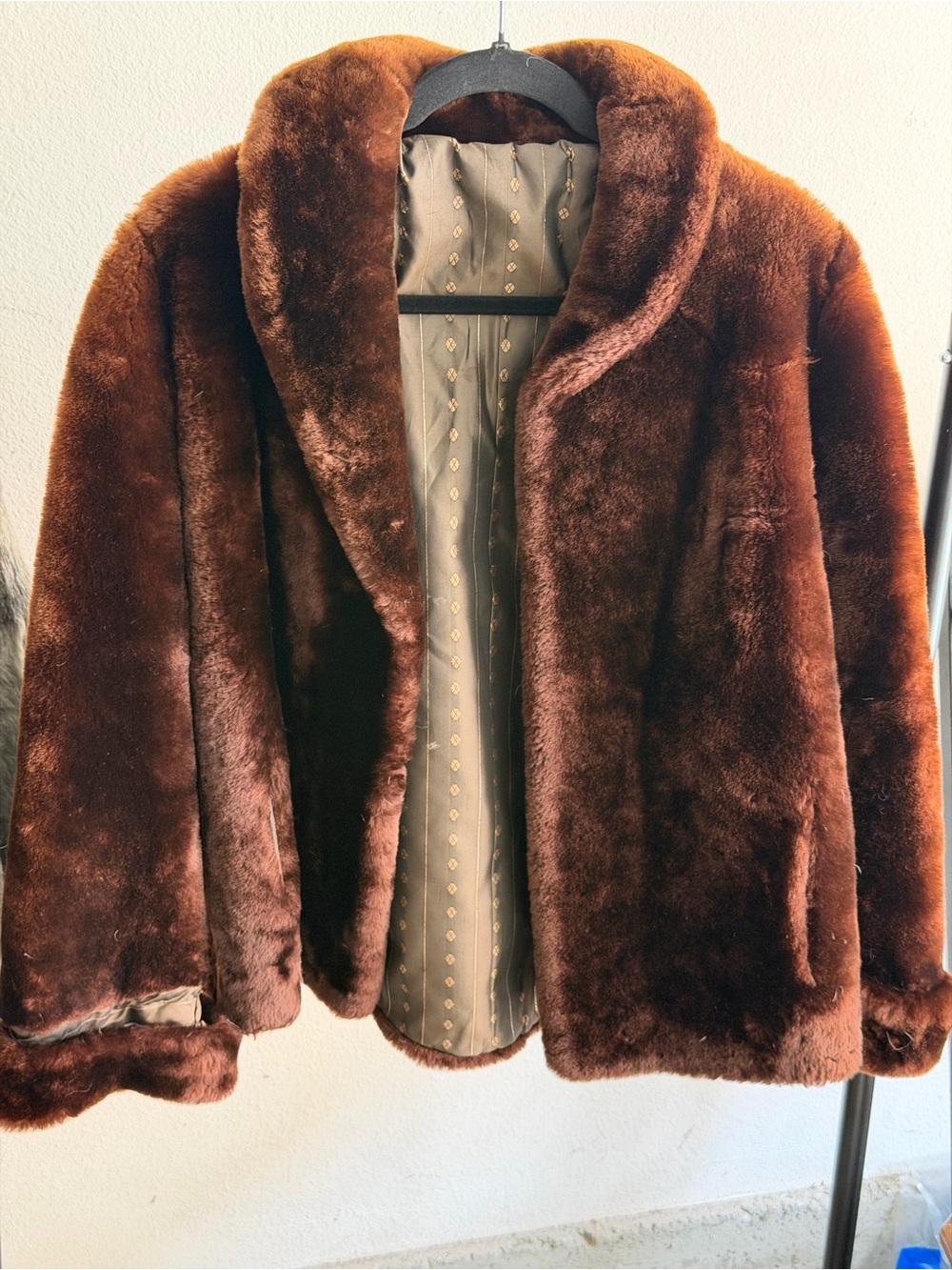 Vintage Brown Sheared Beaver Fur Coat Women’s Size M Genuine Far Jacket Luxury